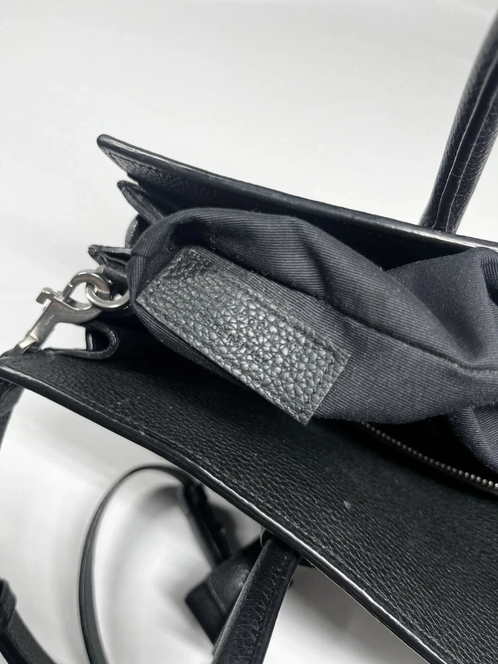 Bolso Cartera SAINT LAURENT Sac De Jour Asa Superior Cuero Guijarro Granulado Negro Foto 4 de 4