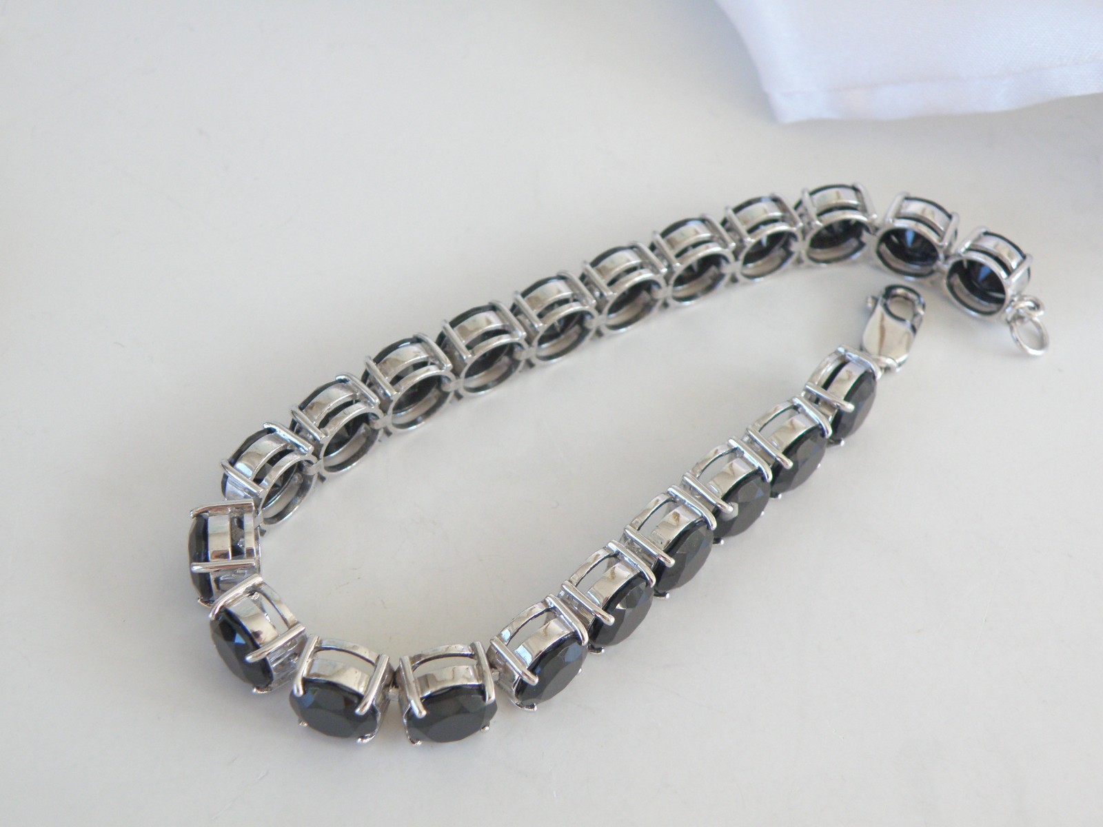 Sterling Silver 925 Natural 50tcw Black Spinel Tennis Bracelet 8"