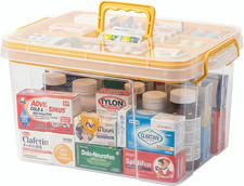 Clear Medicine Storage Box with Handle Portable Medicine Cabinet Organizer Multi