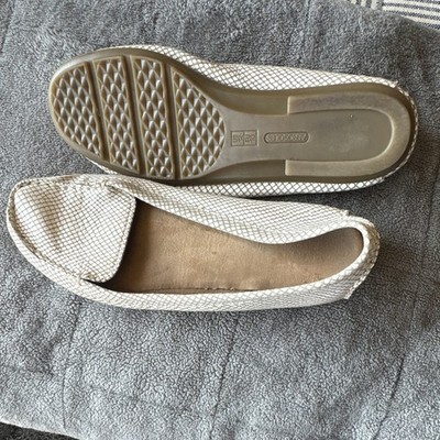 Aerosoles Women's Beige & White Snakeskin Leather Slip-On Comfort Flats Size 12