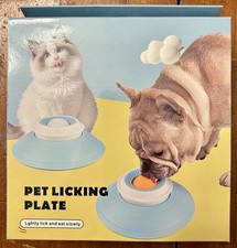Blue & Yellow Pet Licking Plate, New Slow Feeder Cat Dog Bowl Food Lick Ball