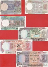 India THIRD SERIES 1 2 5 10 20 50 rupee set of 6 Uncirculated