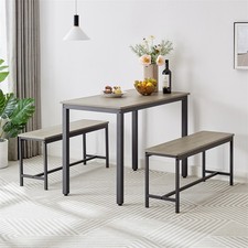 Dining Table Set Bar Table with 2 Dining Benches Kitchen Table Counter  Chairs