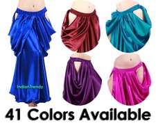Satin Drape Skirt Swing Belly Dance Costumes Tribal Oriental Jupe Flamenco Slit