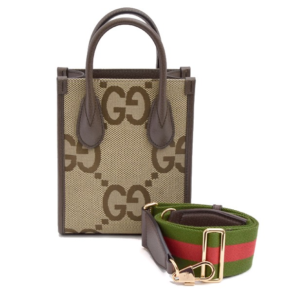 Gucci GG Mini Tote 2-Way Canvas Bag in Beige Brown 699406