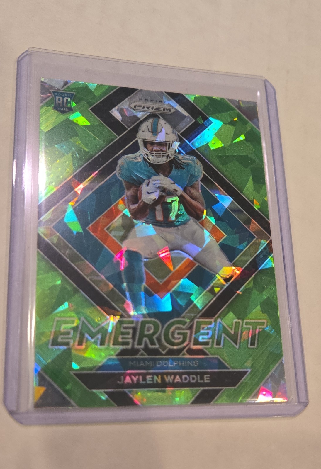 2021 Panini Prizm - Emergent Jaylen Waddle #E-8 Green Ice Prizm (RC)