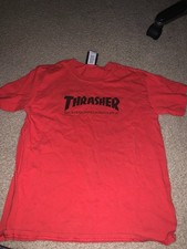 Thrasher Skateboard Magazine Short Sleeve T-Shirt Youth Boys Size Medium M Red