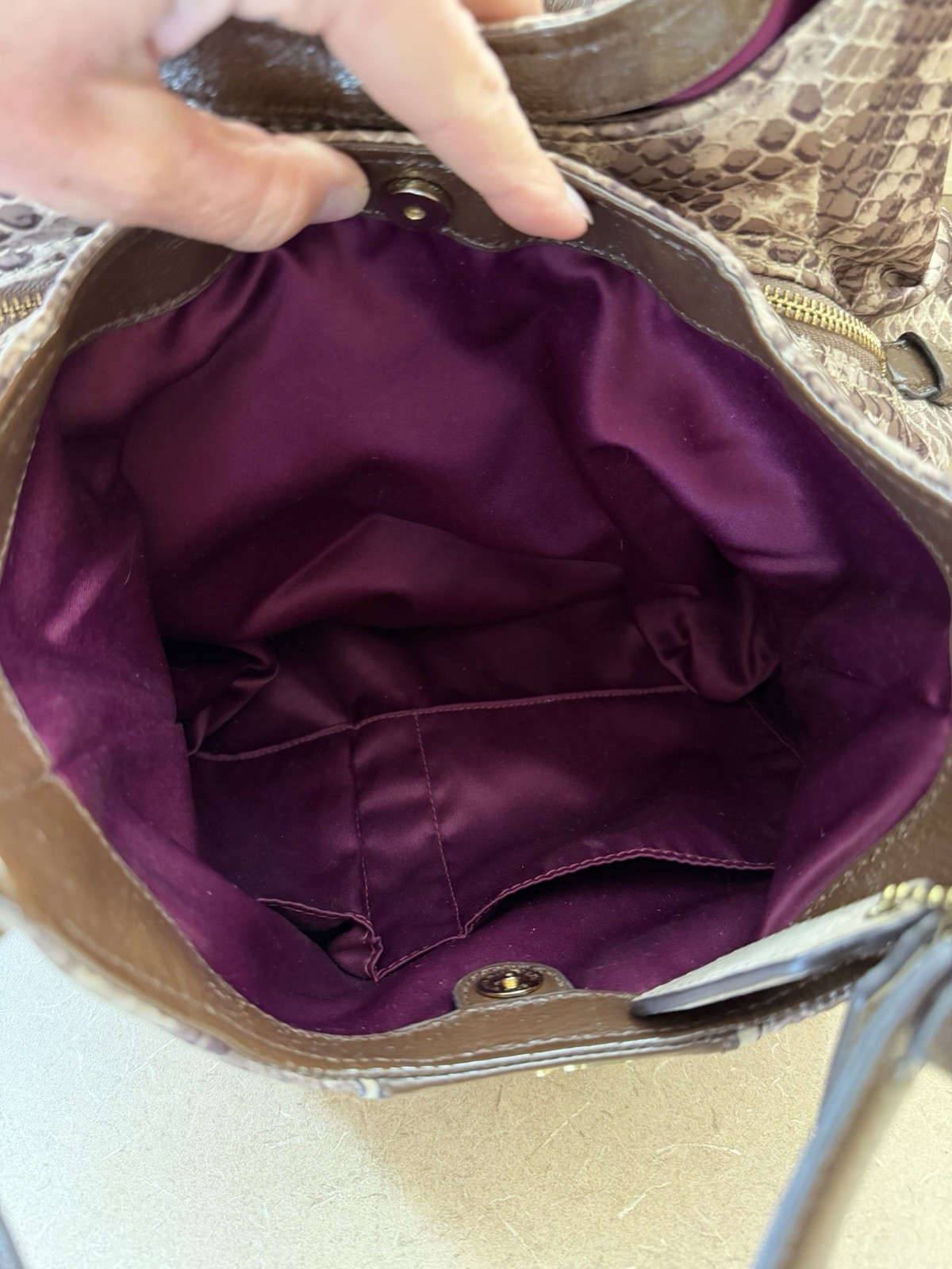 Coach Madison Maggie Brown Patent Python Print Sa… - image 10