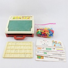 Vtg 1972 Fisher Price School Days Portable Play Desk with Letters/Numbers/Cards