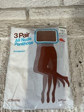 3 Pair Vtg 70s All Nude Pantyhose by Marianne Sz A Brown NOS Sandal Foot Average
