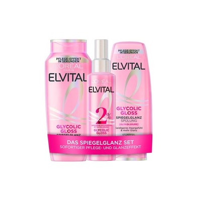 L'Oréal Paris Elvital Glycolic Gloss Spiegelglanz Set Shampoo Spülung Serum