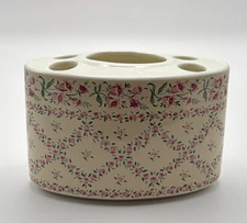 Vintage Bathroom Toothbrush Holder, Floral Design. Shabby Chic. 3in X 4 1/2in