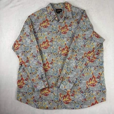 Cremieux Premium Denim Men's 3XT Button Down Shirt Floral Leaf Pattern