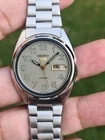 Vintage Seiko 5 Automatic 7S26-3180 Day/Date Gray Dial Japanese Men wrist Watch