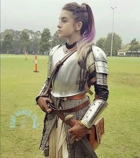 Polished Steel Medieval Lady Full Armor Suit LARP Ren Faire Costume