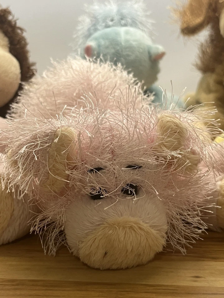Lot of 6 Webkinz plush No codes Lion Dog Hippo Monkey Pig Toy Spiky Hair Pink - Image 3 of 4