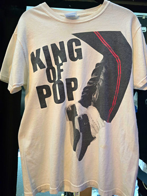 Vintage Late 90's Michael Jackson King of Pop White T-Shirt Adult S Hanes Tag.