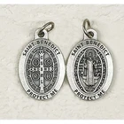 Medalla De San Benito - St Benedict - Premium Oval Silver tone OX  1" Medal