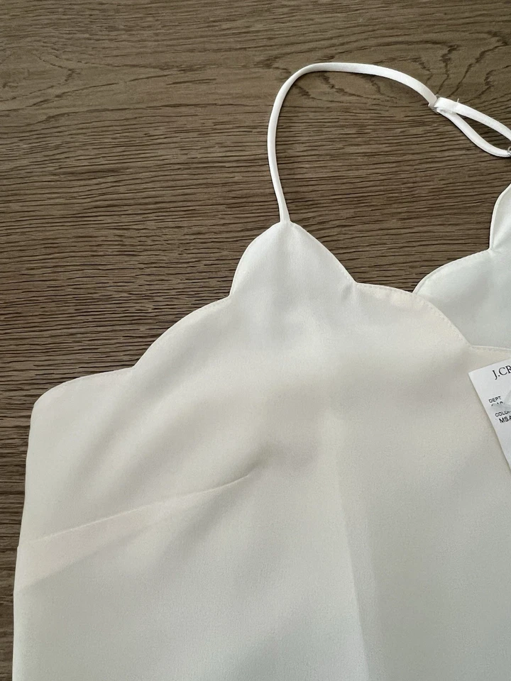 Camiseta sin mangas festoneada J Crew blanca nueva con etiquetas talla 16 para mujer Foto 3 de 4