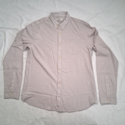 All saints Mens Shirt Large Button Down Earth Tone Pocket Long Sleeve