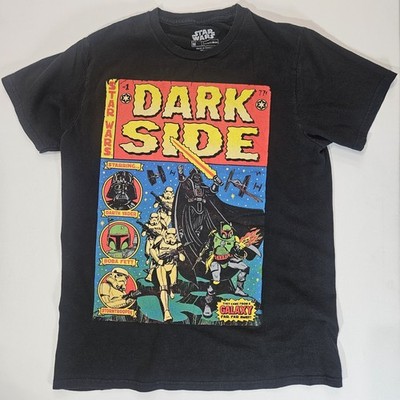 Star Wars T-shirt Mens Medium Black Dark Side Retro Darth Vader Comic Graphic