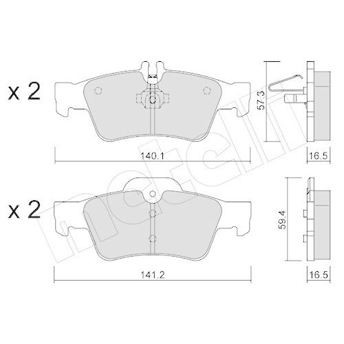 Plaquettes de frein Metelli 22-0568-0 frein à disque Mercedes Benz