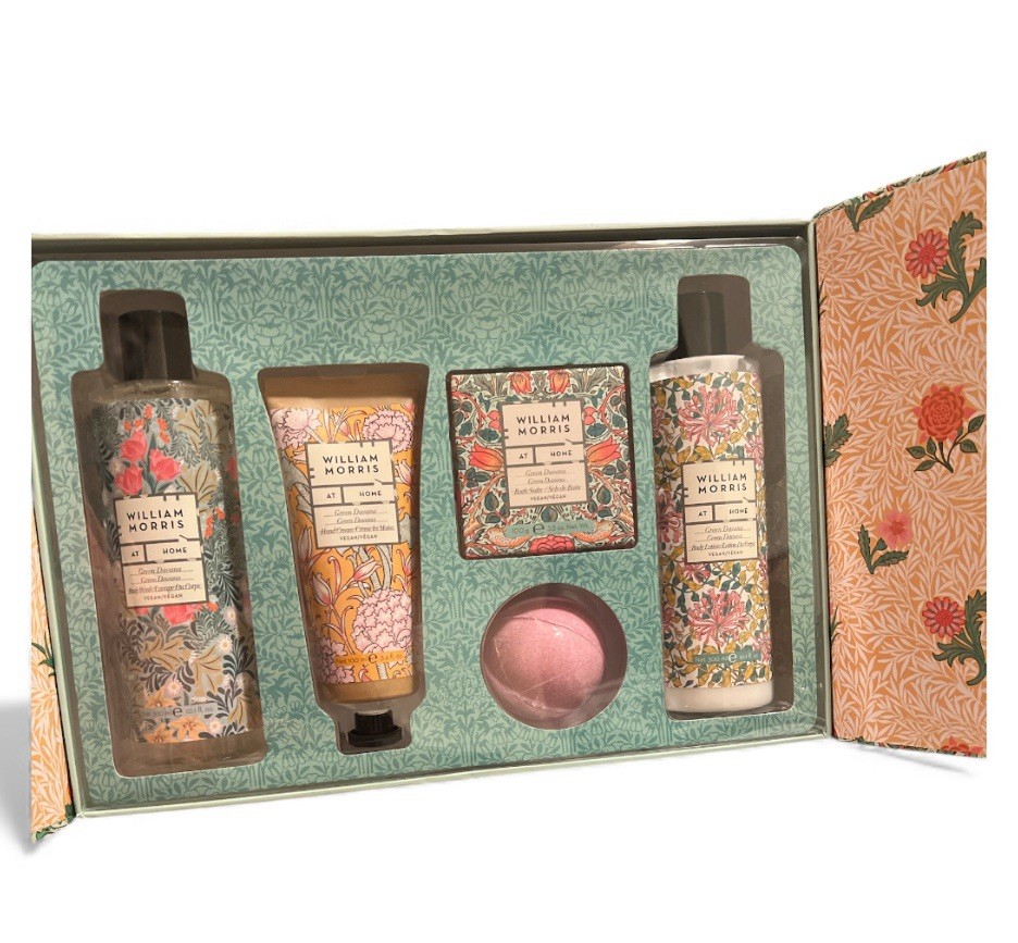 WILLIAM MORRIS AT HOME-Luxury Rose Body Care Gift, 5-Set| Green Davana