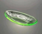 VTG Green Depression Uranium Glass Oval Candy Dish Bowl 9"× 4½"