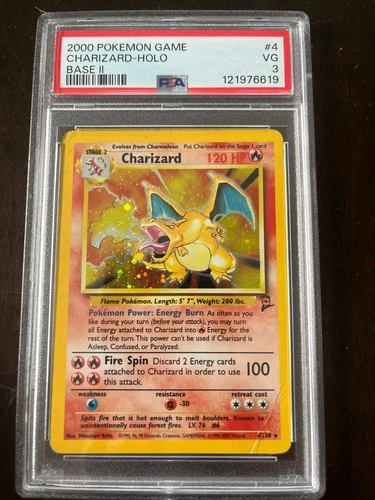 2000 Pokemon Base Set 2 Charizard #4 Holo PSA 3 Vintage RARE