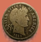 90% Silver --1913 Barber Silver Dime - AC
