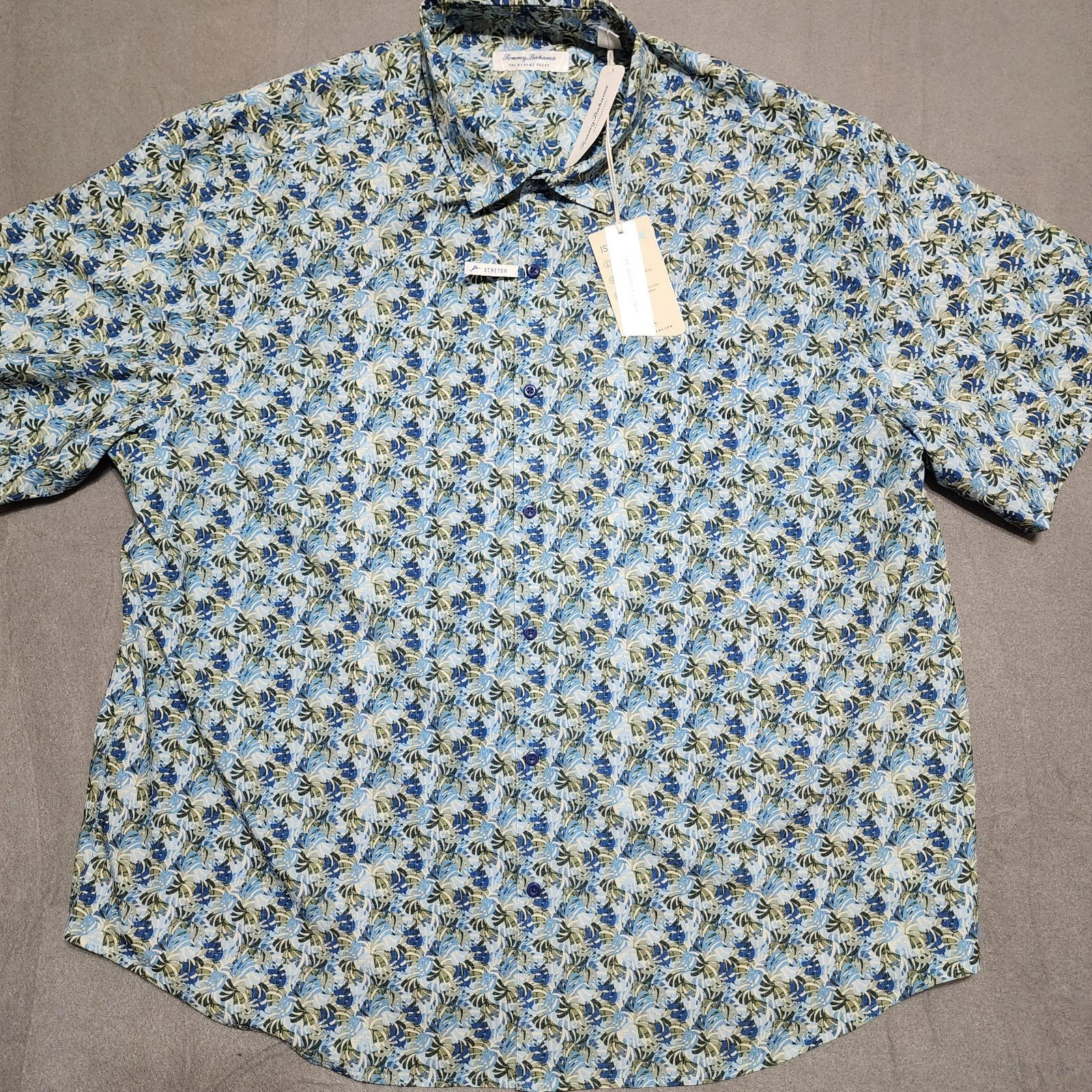Tommy Bahama New Men’s 2XLB Coast Chico Palms Shirt Blue Monday Ripstop NWT $138