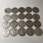 Lot of 20 Walking Liberty Half Dollars Mixed Dates 90% Silver 1917-45   BB