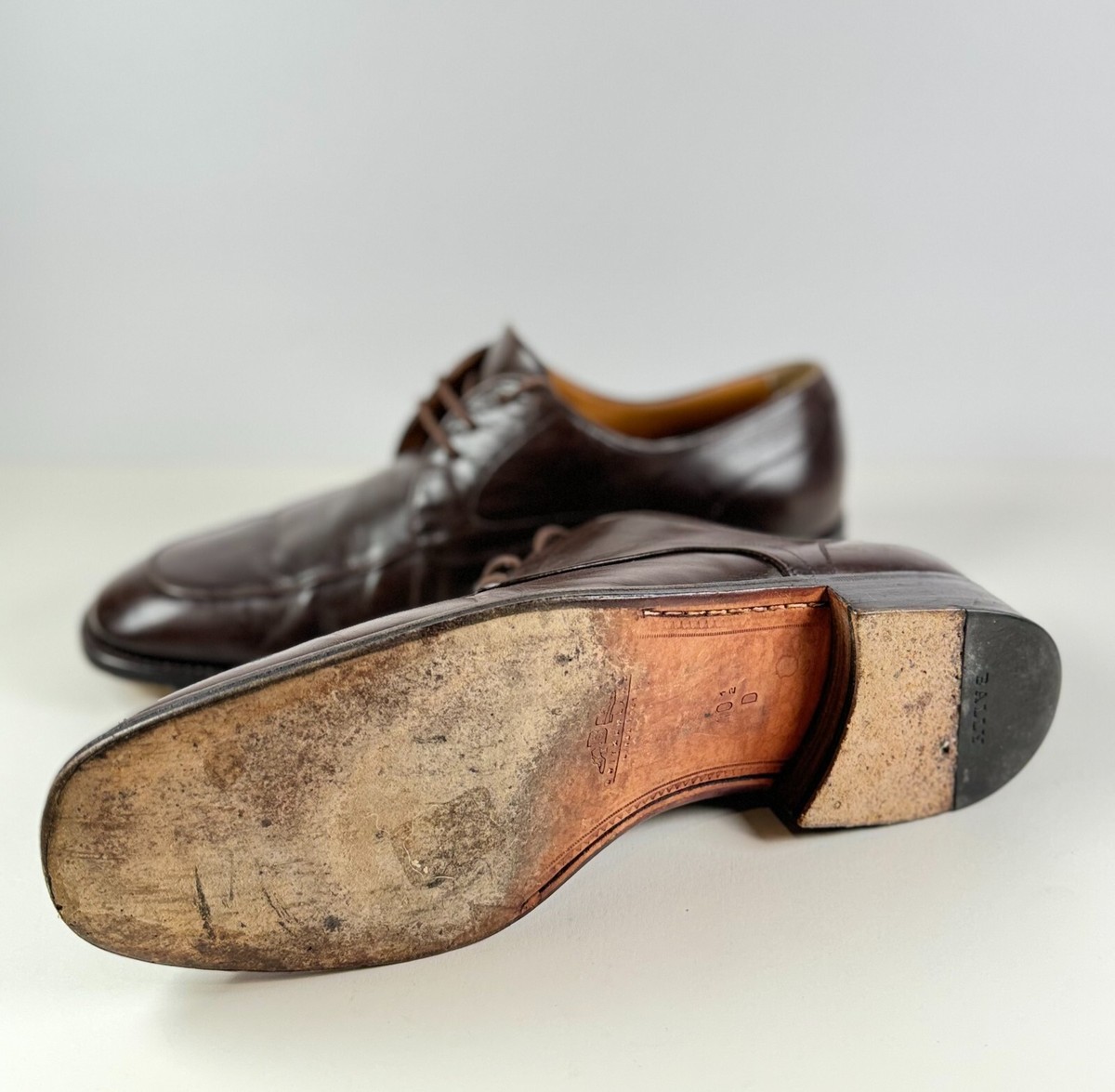 VINTAGE Bally Oronis Mens Shoes Brown Leather Italian Oxford  display picture 3