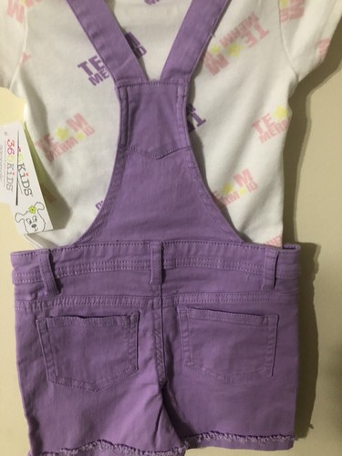NWT Kids 365 Shell Romper Set Purple Shorts With Shells And White Top Size 4 - Picture 7 of 8