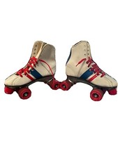 Vintage Official Roller Derby Fireball White Leather Roller Skates Womens Size 4