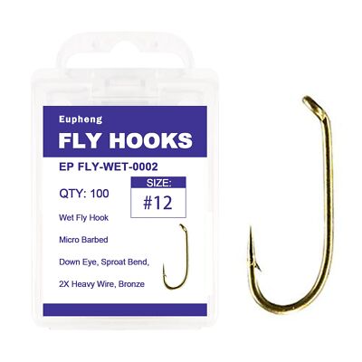 100PCS Fly Fishing Hooks Micro Barbed High Carbon Steel Dry/Nymph/Pupa