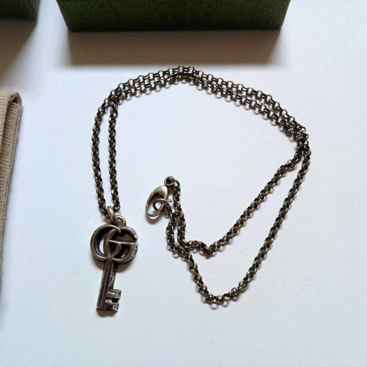 Gucci DOUBLE G KEY NECKLACE in Solid 925 Silver - MEN | eBay