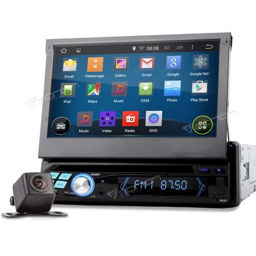 CAM+ Single Din Quad Core Android 4.4 7" Car Stereo DVD Player GPS Navigation o