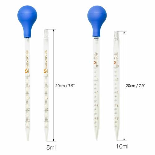 2 Pieces 5ml+10ml Glass Graduated Lab Pipette Droppers for Transfer Liquid Oil - Picture 3 of 6