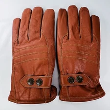 Riparo Men's Cognac Leather Winter Insulated Gloves with Fleece Lining Size M