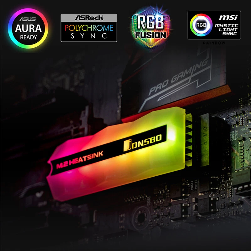 Disipador de calor refrigerador RGB SSD M.2 2280 LED direccionable aluminio NGFF NVME PCIE Foto 2 de 4
