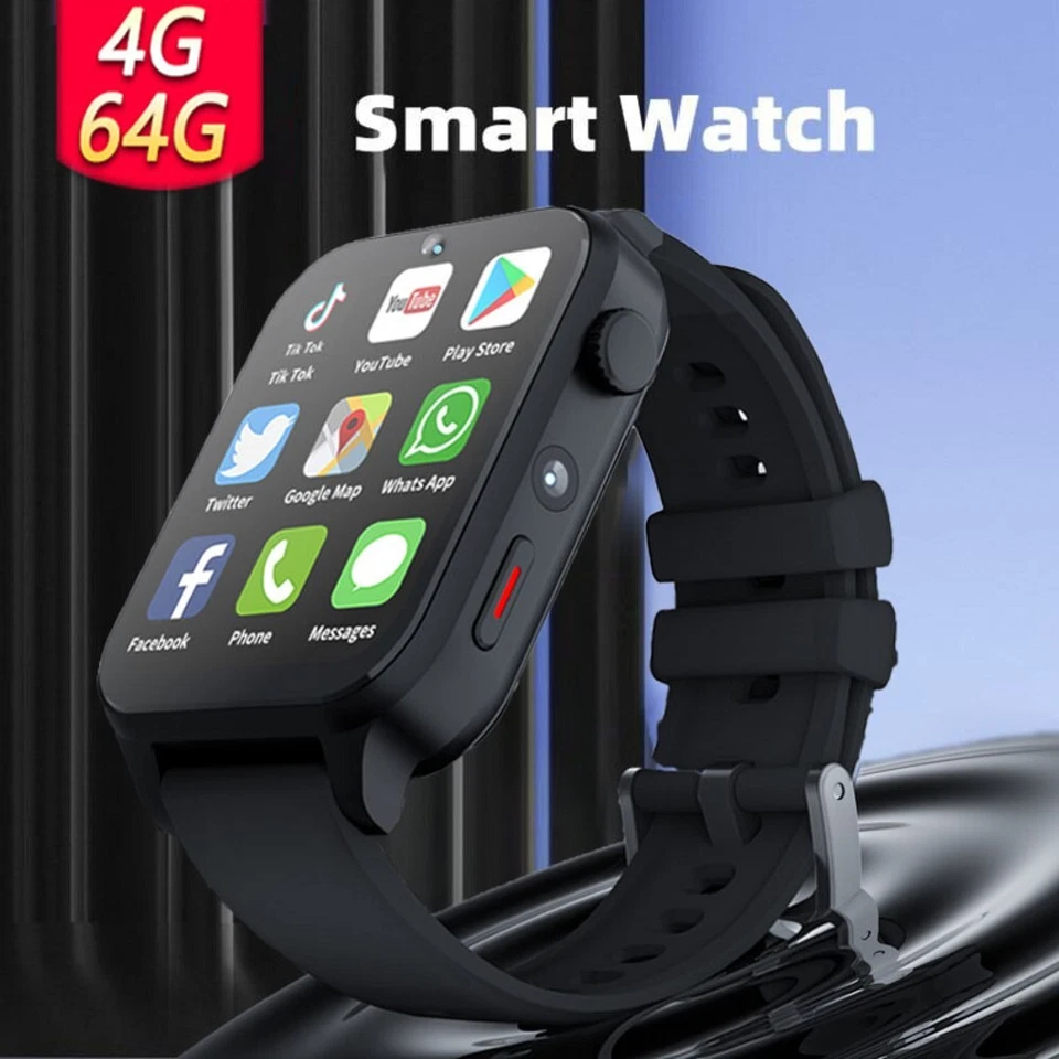 1.99" KOM3 4G Smartwatch 4GB+64GB Dual Camera Heart Rate Monitor Google Play GPS - Image 2 of 4