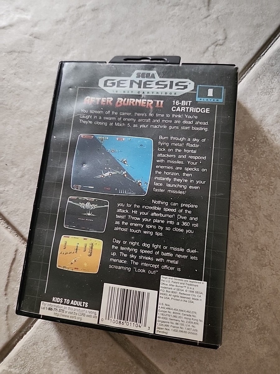 KILLER BURNER Ⅱ After Burner 2 II Sega Genesis No Manual Game with Case F-14