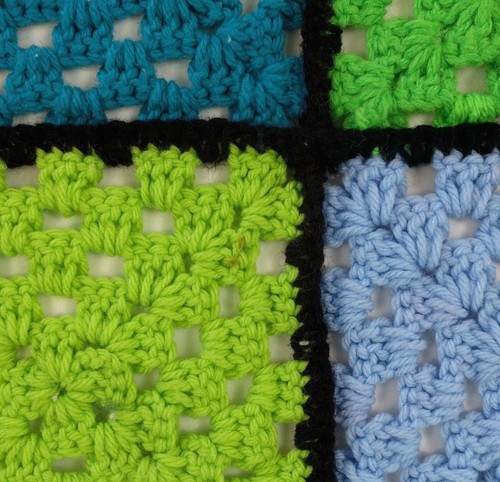 Vintage Granny Crochet Throw Colorful Squares Hand Knit Lap Blanket 44 x 44 inch - Picture 5 of 8