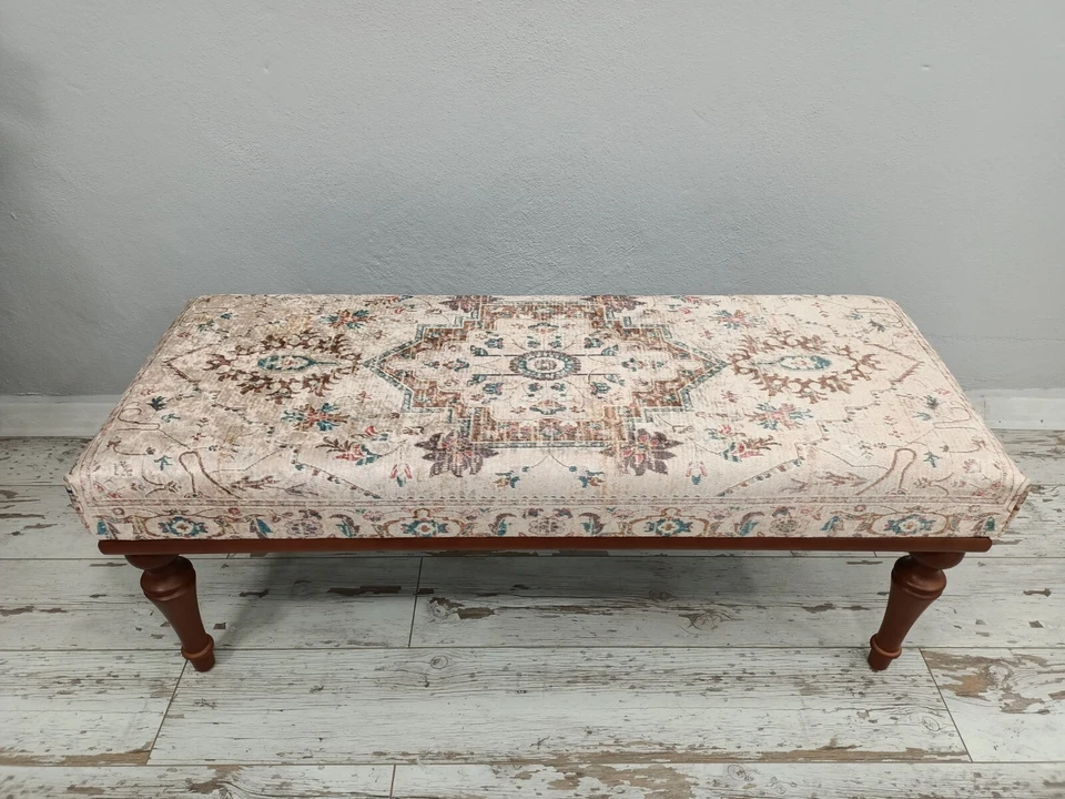 muebles hechos a mano, banco de estar, banco de entrada, banco boho, banco otomano Foto 2 de 4