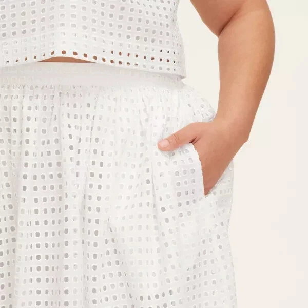 Taglia XL 2X 4X Gonna midi donna volume occhielli kate spade x targe bianca