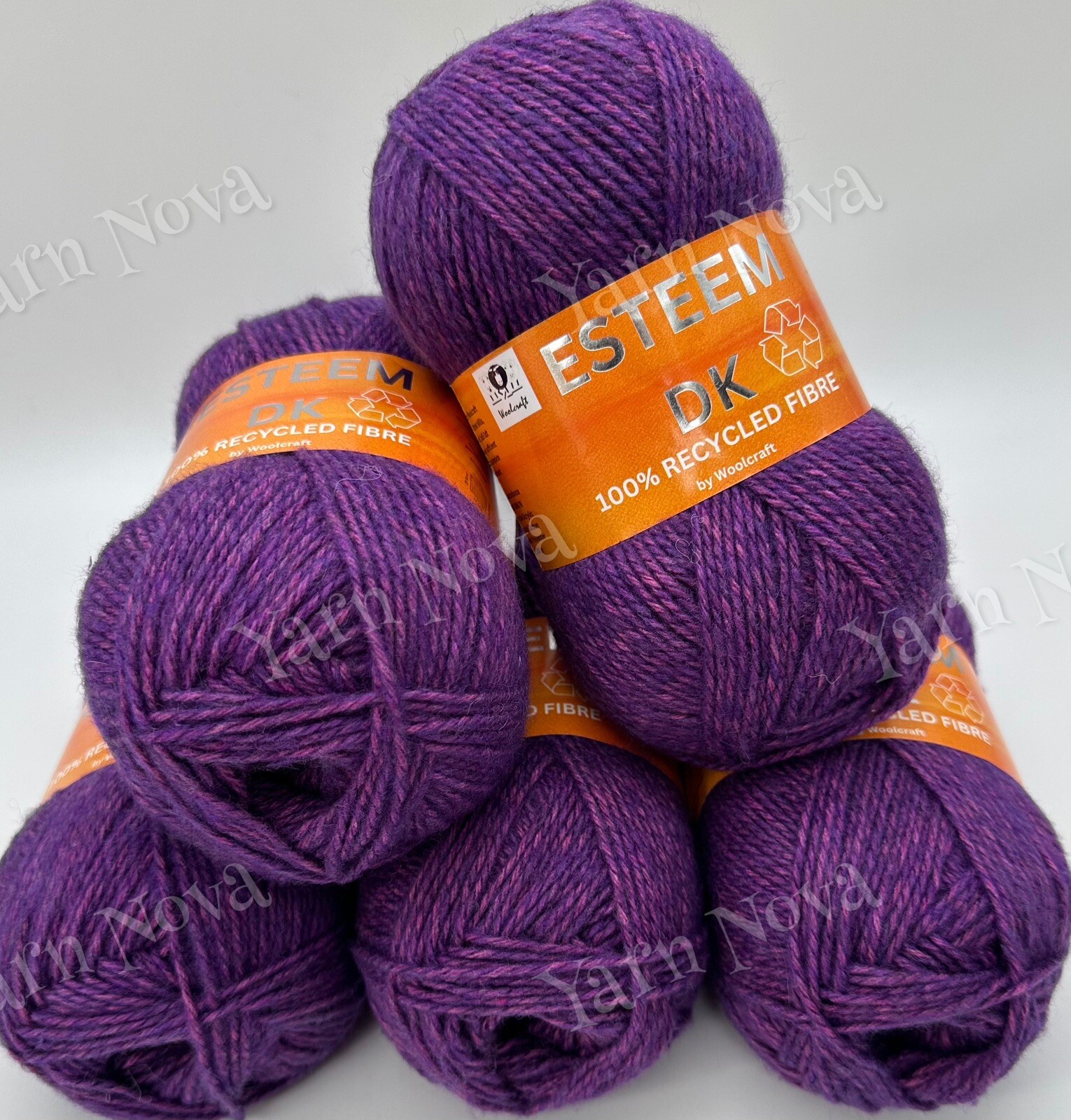 Woolcraft Esteem Double Knitting Crochet Yarn Wool 5x100g Balls - 07 Purple