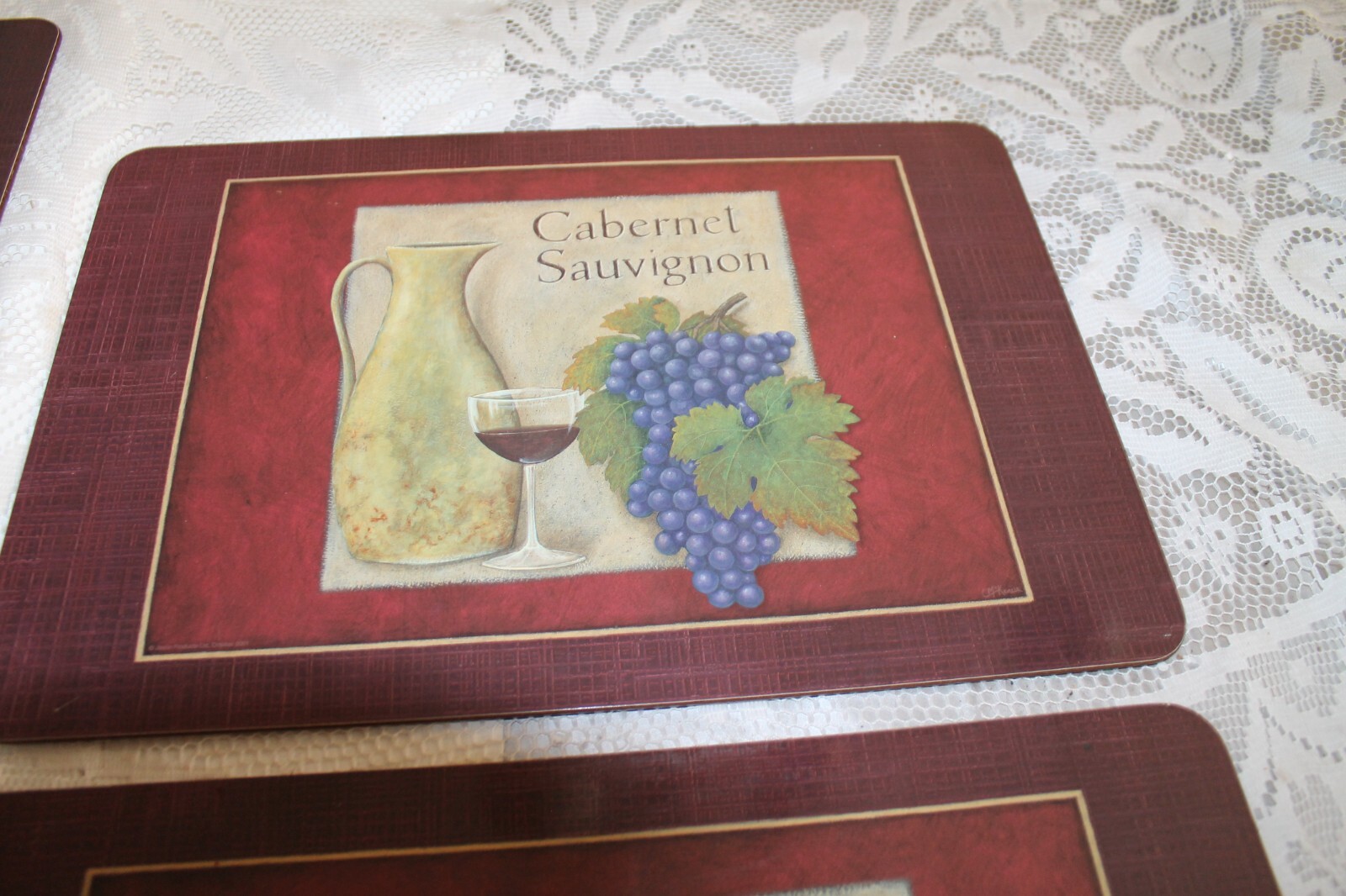Set of 8 Vintage Jason “Vinotica” Red & White Wine Themed Placemats