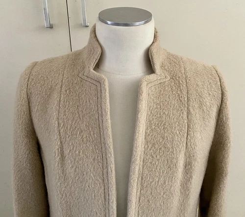 Vintage SANRO MELBOURNE Womens Jacket Coat Size 12 40% Wool 30% Mohair Beige - Picture 2 of 8