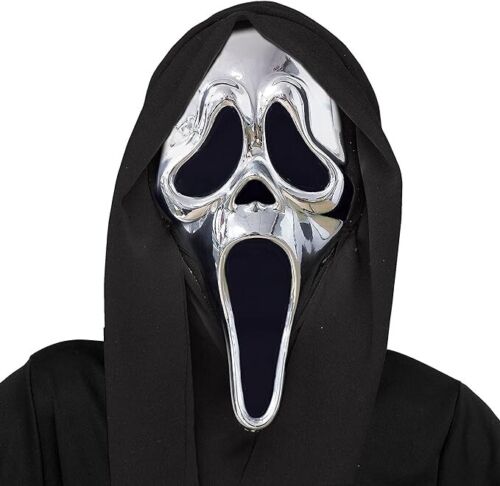 Scream Mask Chrome Ghost Face Licensed Fun World Costume Accessory Gold / Silver - Picture 5 of 9